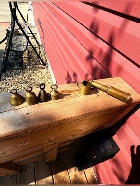 Brass Vintage small cup, telescope and bells